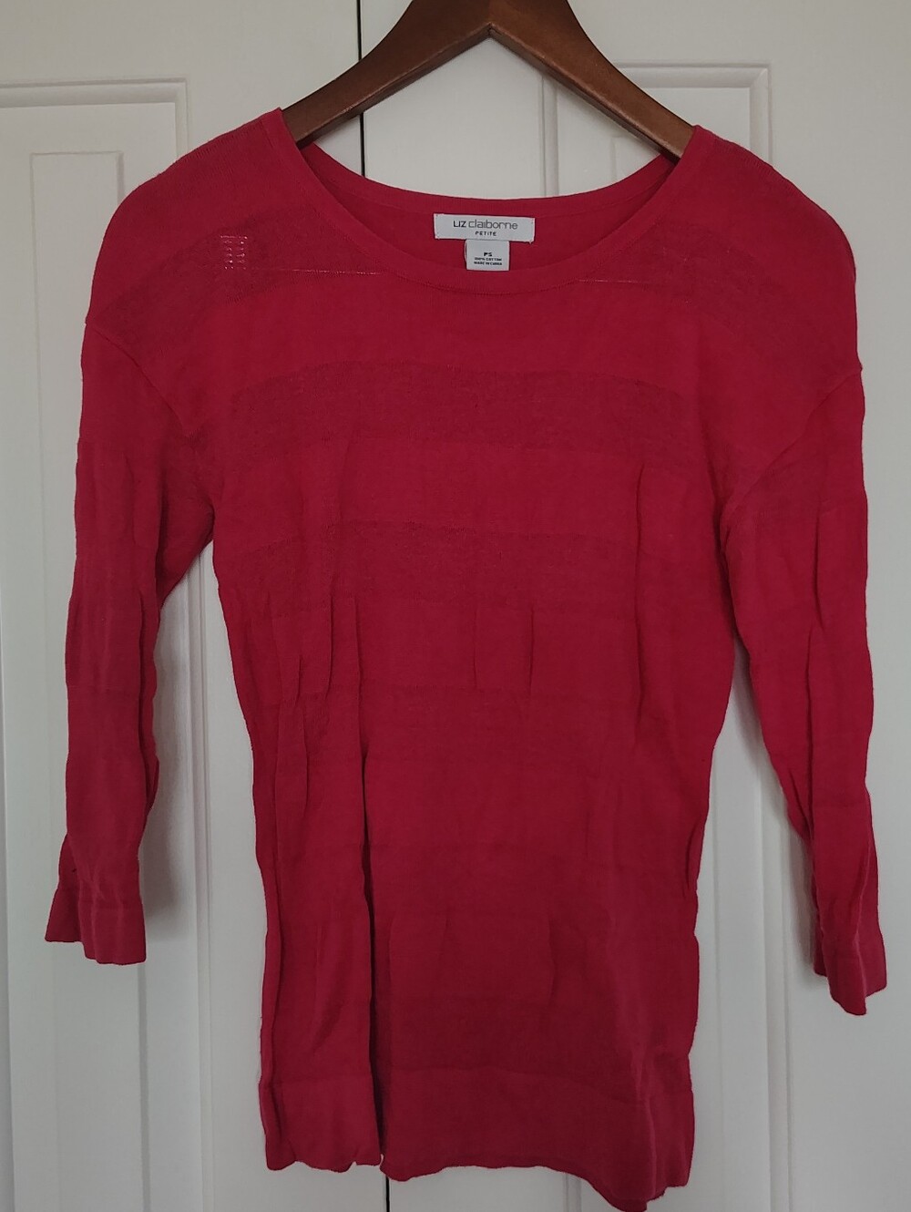 Liz Claiborne Hot Pink 100% Cotton Lightweight Knit Sweater